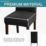 Granbest High Stretch Dining Chair Covers Set of 6 Black Jacquard Parson view 4