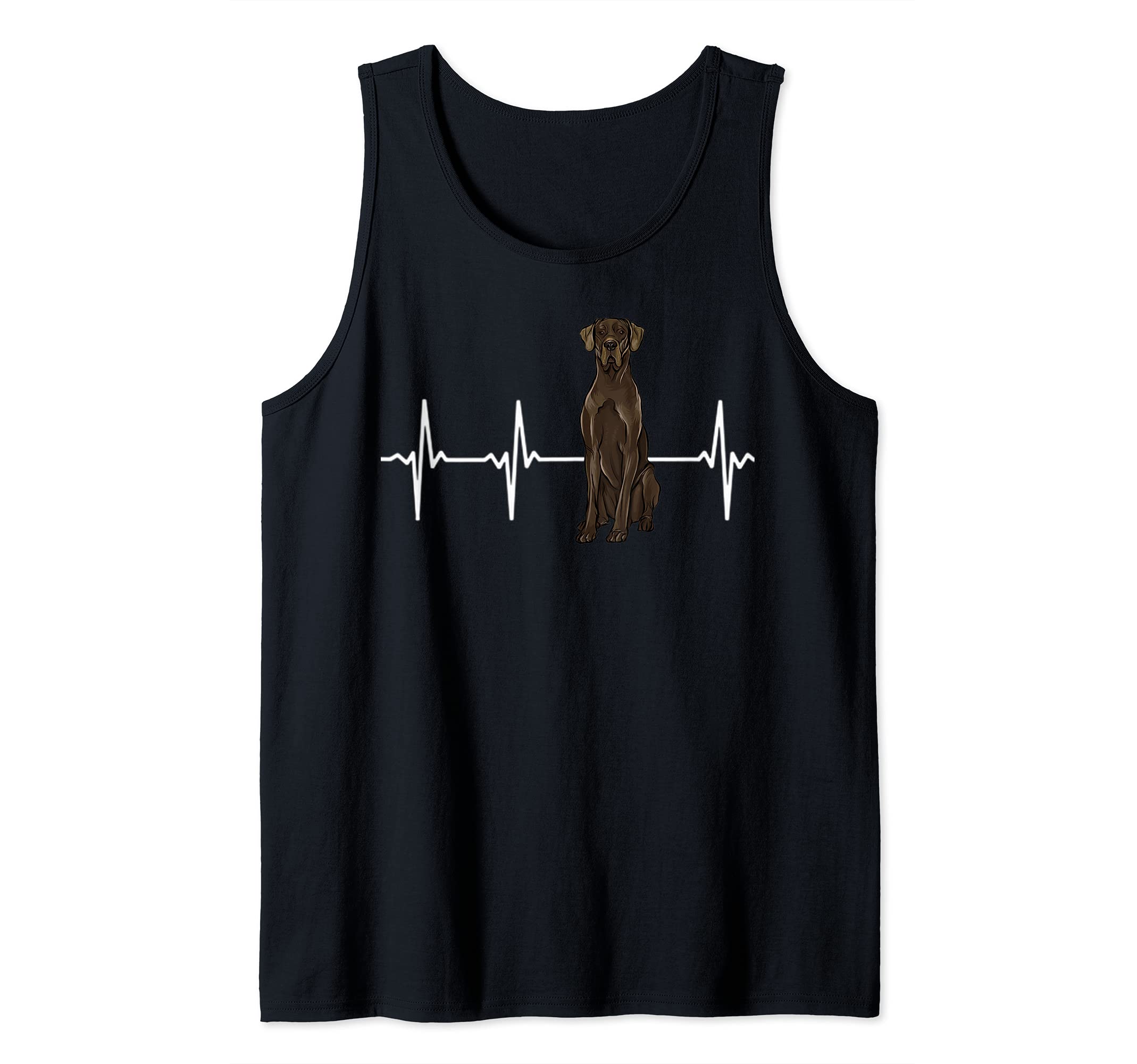 Black Great Dane Heartbeat Dog Lover Tank Top