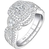 SHELOVES Wedding Rings Set for Women Round White Cz Engagement Rings Bridal Set 925 Sterling Silver Sz 5-12