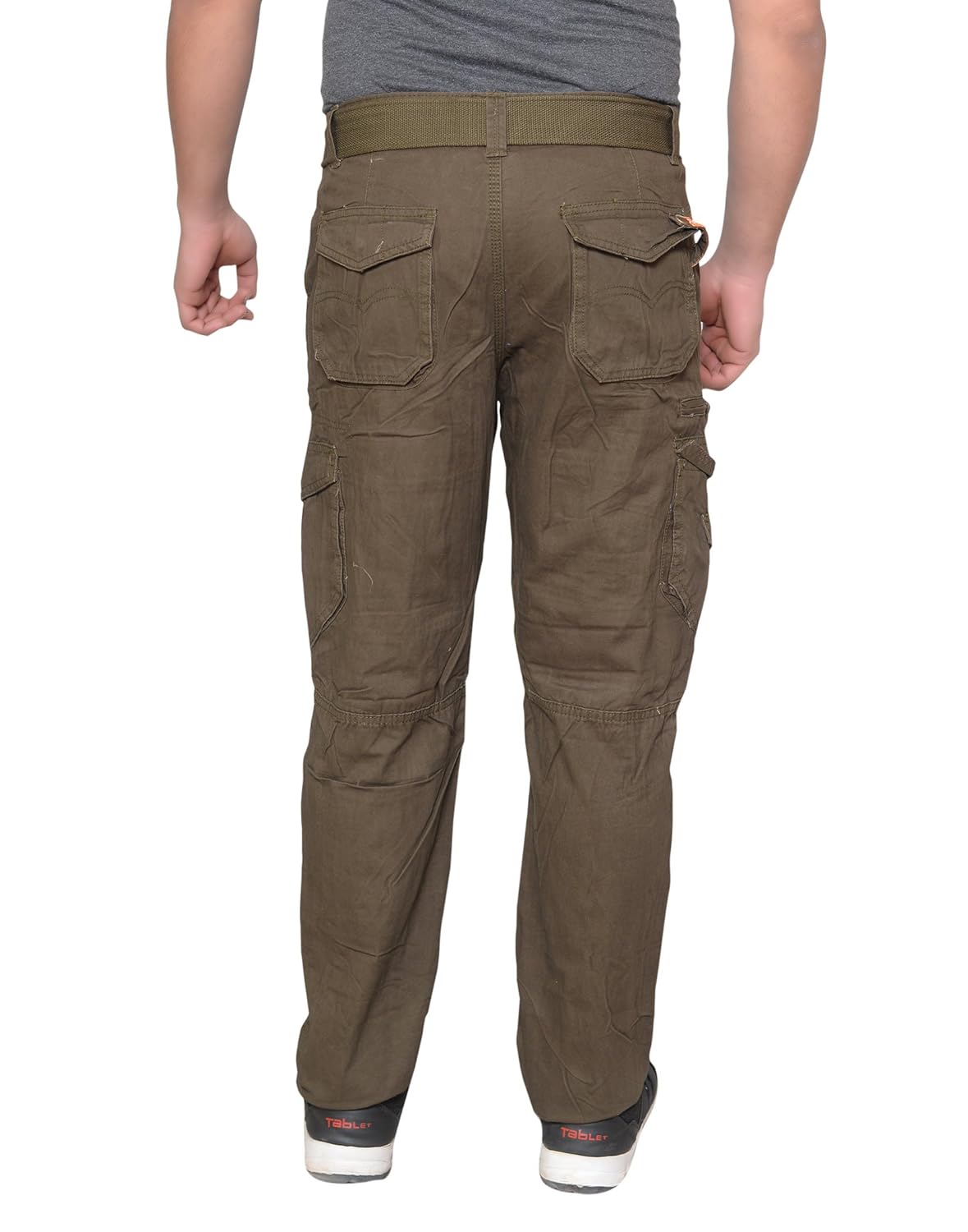 krystle men's cotton stylish cargo trouser pant 6 pocket green