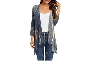 HPJKLYTR Kimono Cardigan 3/4 Sleeve Cardigan for Women,Plus Size Gradient Open Front Lightweight Summer Cardigan With Pocket