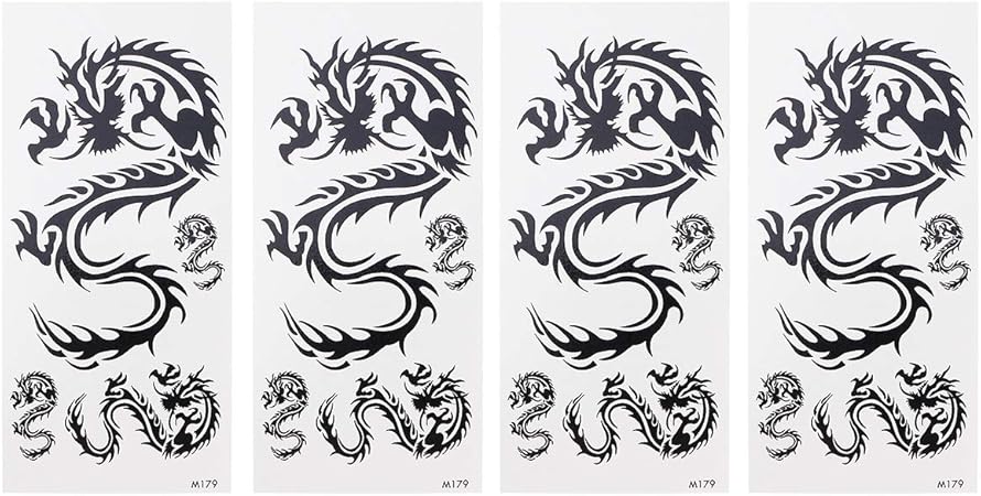Supvox 4pcs Faux Autocollant De Tatouage Temporaire Dragon