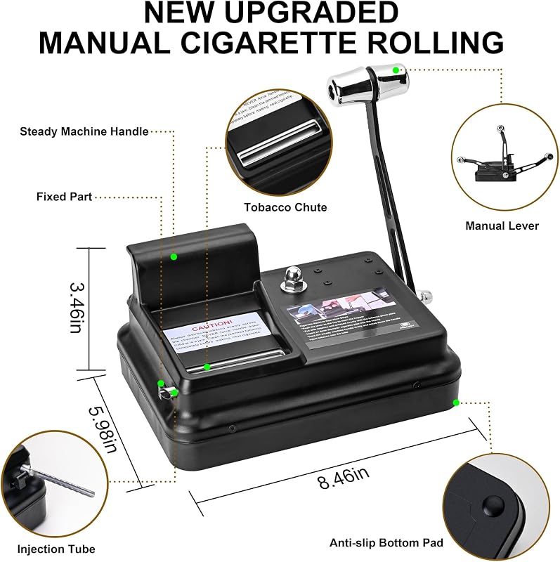 Machine à rouler les cigarettes + étui à cigarettes + 20 tubes filtrants non blanchis - injecteur de tabac manuel pour tubes de 8 mm de diamètre, complet avec accessoires roulants