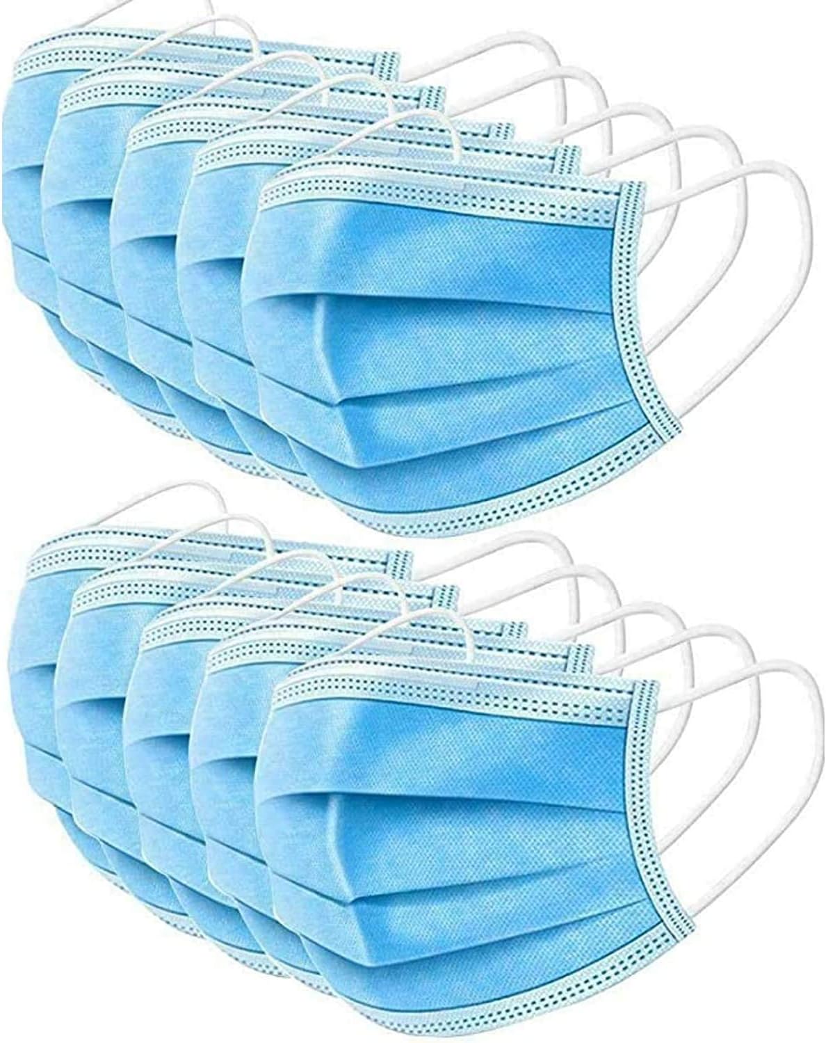 50 Pieces Disposable Face Mask, 3 Layer Cover / 3 Ply, Breathable Face and Anti-Dust Mask