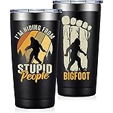 Fufandi Bigfoot Gifts for Men, Women - Big Foot Sasquatch Gifts - I'm Hiding from Stupid People - Insulated Tumbler Cup 20oz