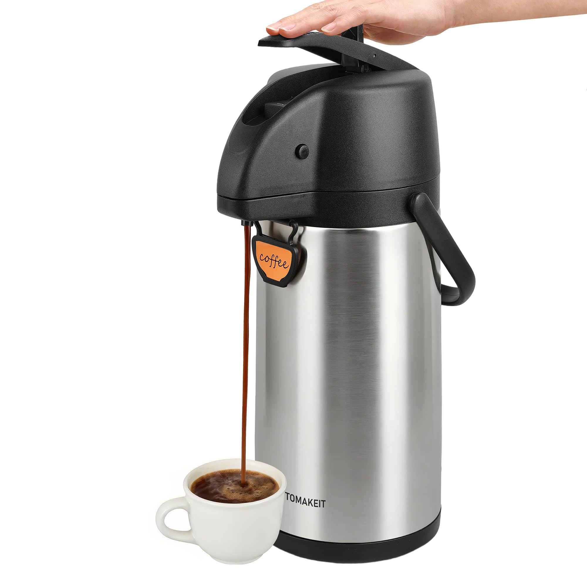 Photo 1 of TOMAKEIT Airpot Coffee Dispenser Thermal with Pump,3L/102 Oz Insulated Stainless Steel Large Airpot Coffee Carafe Lever Action for Hot/Cold Water,Thermal Carafe for Hot Cocoa for Parties