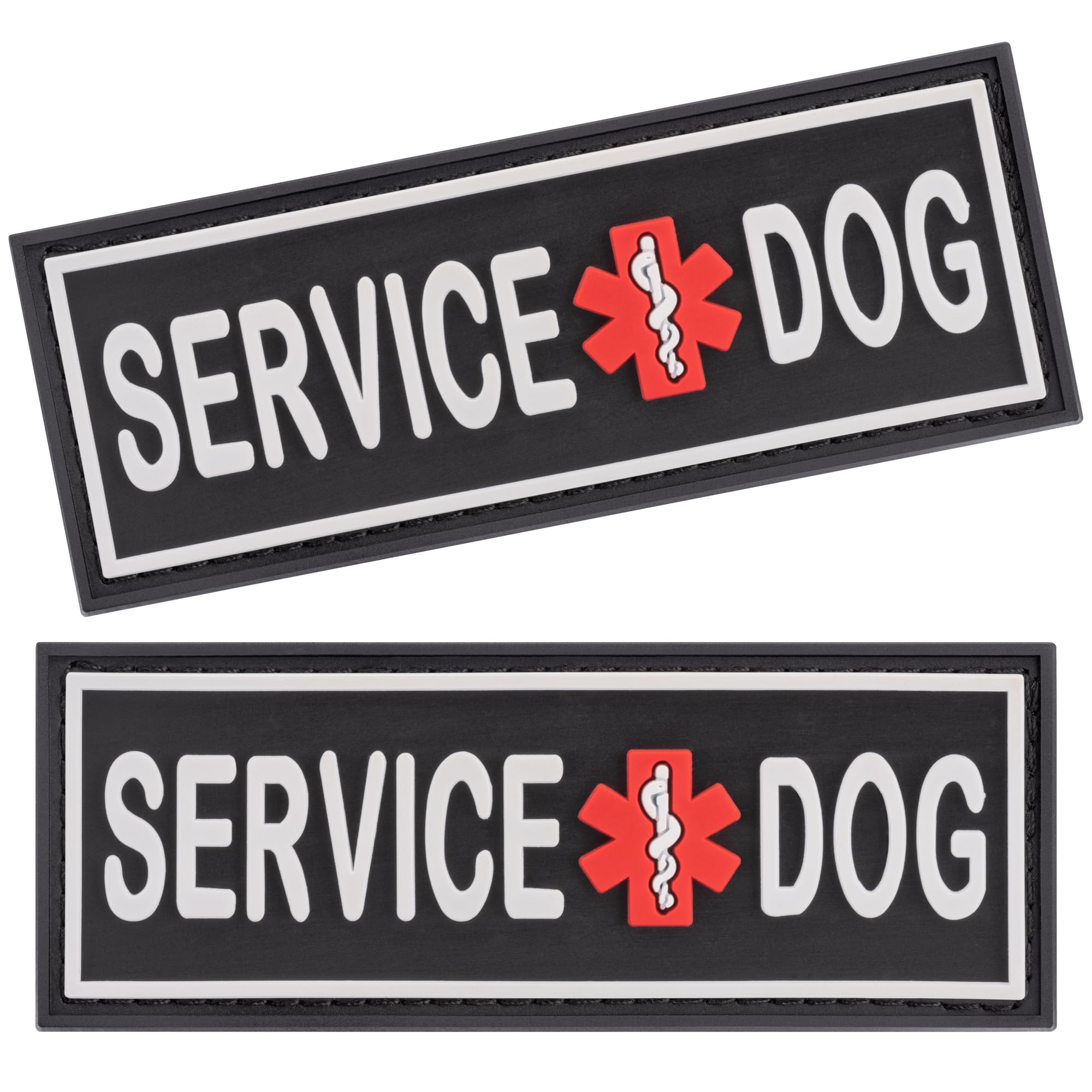 Dogline Service Dog Patch for Harness and Vest Removable 3D Rubber Patches Hook Backing for Small or Large Working Dogs