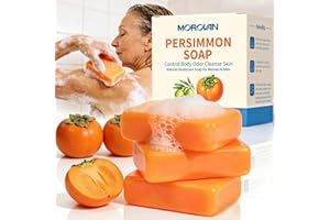 Morovan Persimmon Soap for Body Odor: 3 Bars Natural Persimmon Bar Soap for Old People Smell Deodorizing Body Wash Smooth Dee