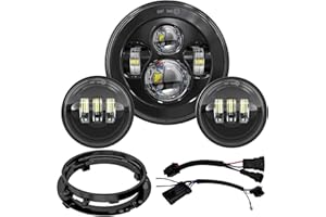 Avouz 7 inch LED Motorcycle Headlight 4.5" Fog Passing Lights DOT Kit For Harley Davidson Road King Fat Boy Street Glide CVO Tri Glide Switchback Electra Glide Ultra Limited Indian,Kawasaki,BMW,Yamaha