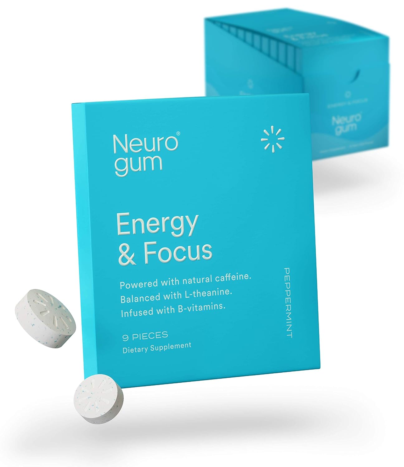 NeuroGum Nootropic Energy Gum | Caffeine + L-theanine + B Vitamins | Sugar Free + Gluten Free + Non GMO + Vegan | Enlighten Mint Flavor (108 Count)