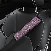 surpassme 2PC Bling Car Seatbelt Covers, Rhinstone Car Seat Belt Covers/Pads with Crystal for Releasing Shoulder/Neck Pressur