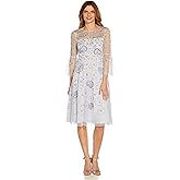 Adrianna Papell Womens Beaded Midi Dress