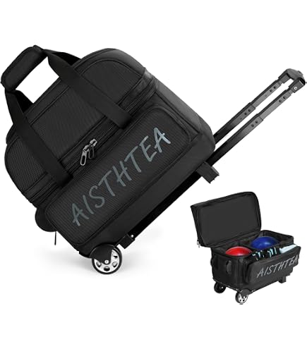 SOGUKOER 2 Bowling Ball Bag with Wheels, Lightweight Trolley