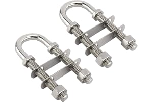 YaeMarine 2-Pack 1/2" Stainless Steel Marine Boat Stern Bow Eye Tie Down U Bolt, Thread Length 3" Total Length 4-3/4" (Dia. 1/2" x 4-3/4" Total Length)