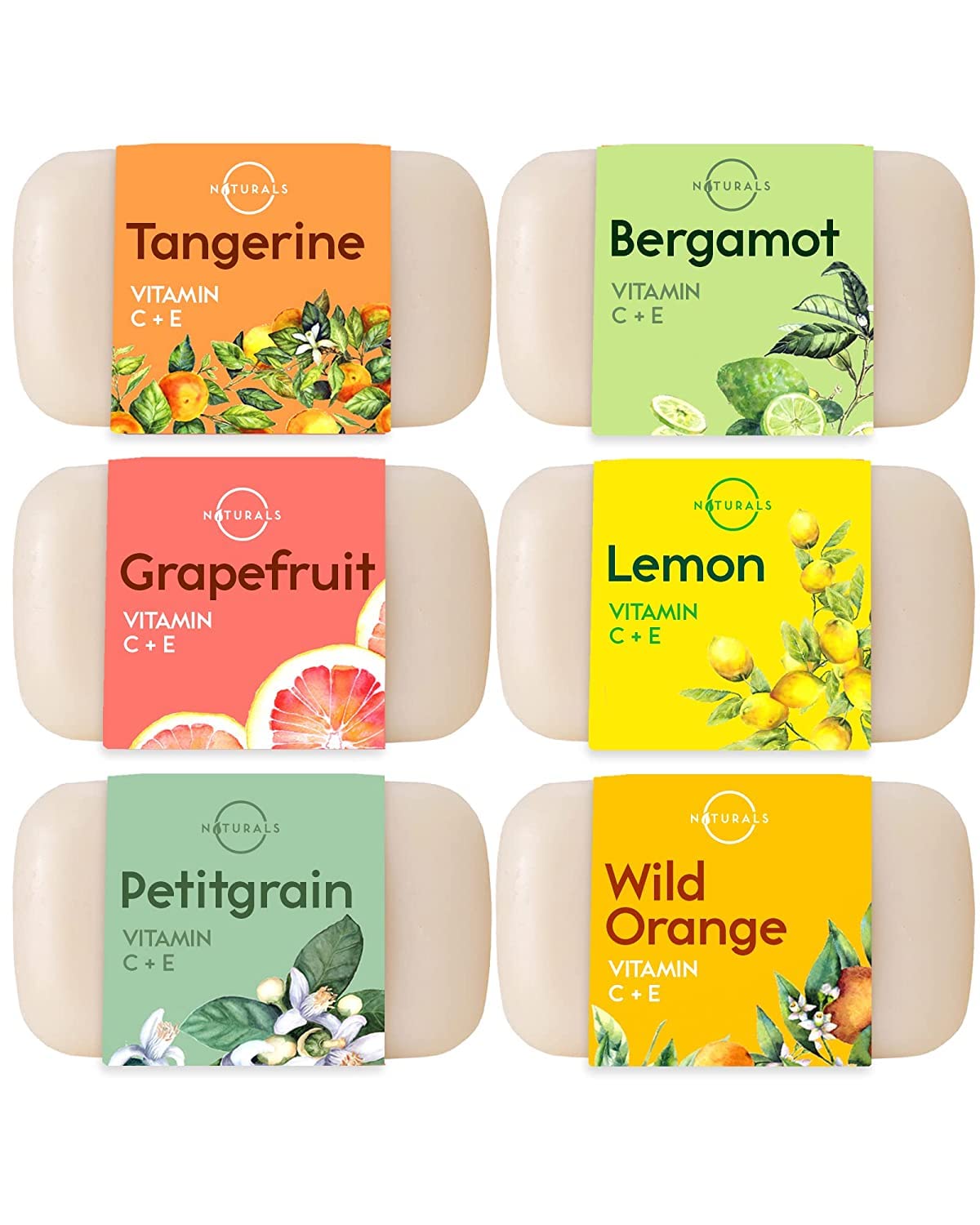 O Naturals Citrus Soap Bar Variety Pack, 6 Pack – Organic Soap Bars, Natural Body Soap Bar Collection for Bath, Shower, Spa Gift, Citrus Soaps