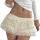 Womens Sexy Lace Mini Skirts Low Waist Bow Mesh Layered Ruffle Micro Skirt Coquette Going Out A Line Skirt Skort
