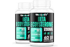 Thalacy 1200MG Beta Ecdysterone Supplement, 98% Maximum Purity Ecdysterone Supplements for Lean Muscle Mass, Athletic Performance & Strength, 120 Capsules