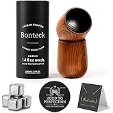 Bonteck Charred Wooden Bourbon Drinking Glass | Bourbon Gifts for Men | Large Old Fashioned Glass | 14 oz Wooden Whiskey Tumbler | Birthday Whiskey Gifts for Men, Dad or Brother (2 Pack)