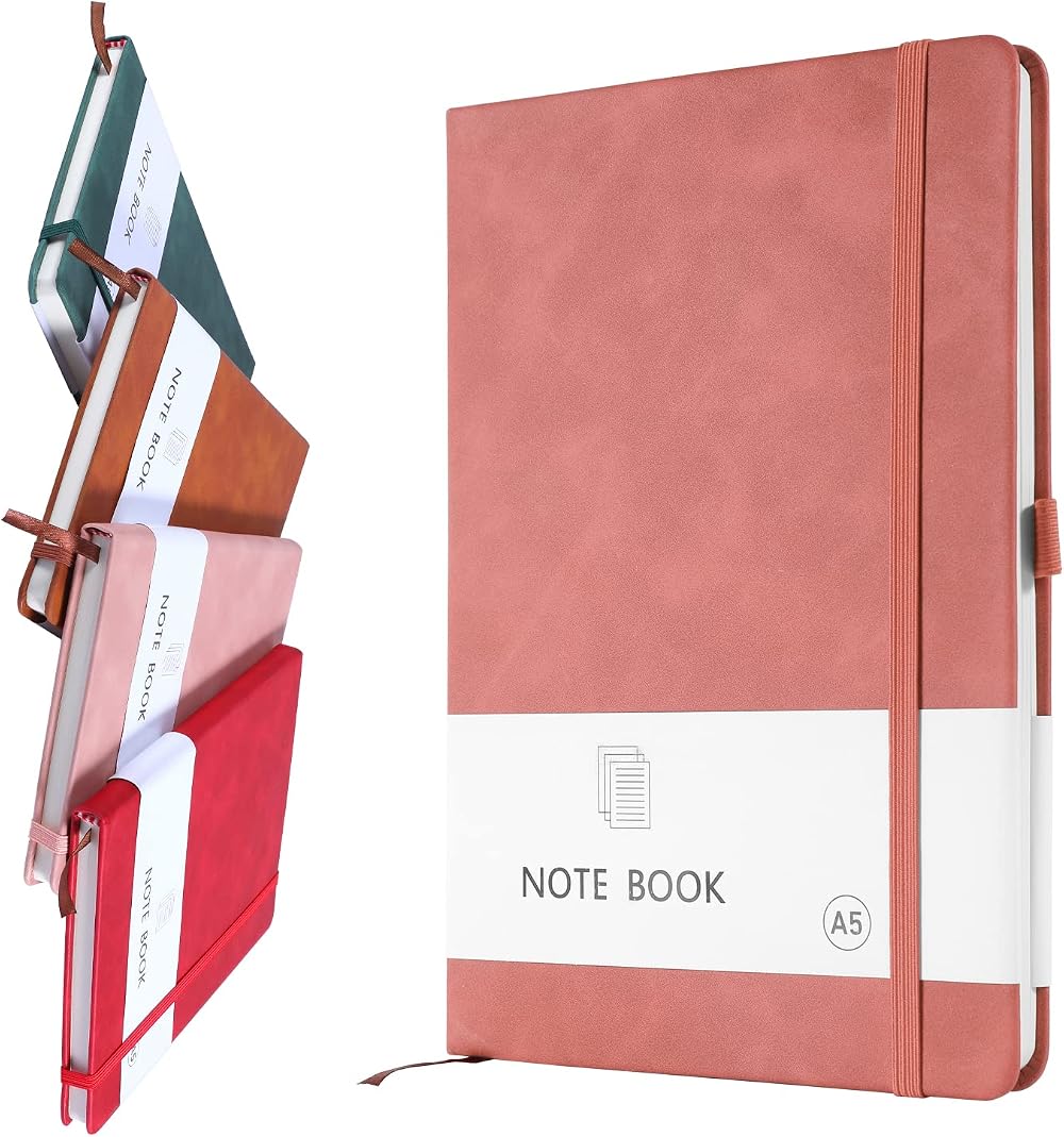 Lefute A5 PU Leather Notebook Pink 200 Pages 80gsm Elastic Closure Pen Loop