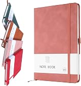 Lefute A5 PU Leather Notebook Pink 200 Pages 80gsm Elastic Closure Pen Loop