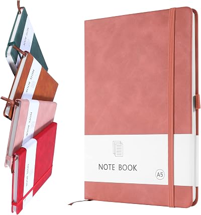 Lefute A5 PU Leather Notebook Pink 200 Pages 80gsm Elastic Closure Pen Loop