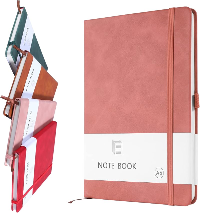 Lefute A5 PU Leather Notebook Pink 200 Pages 80gsm Elastic Closure Pen Loop