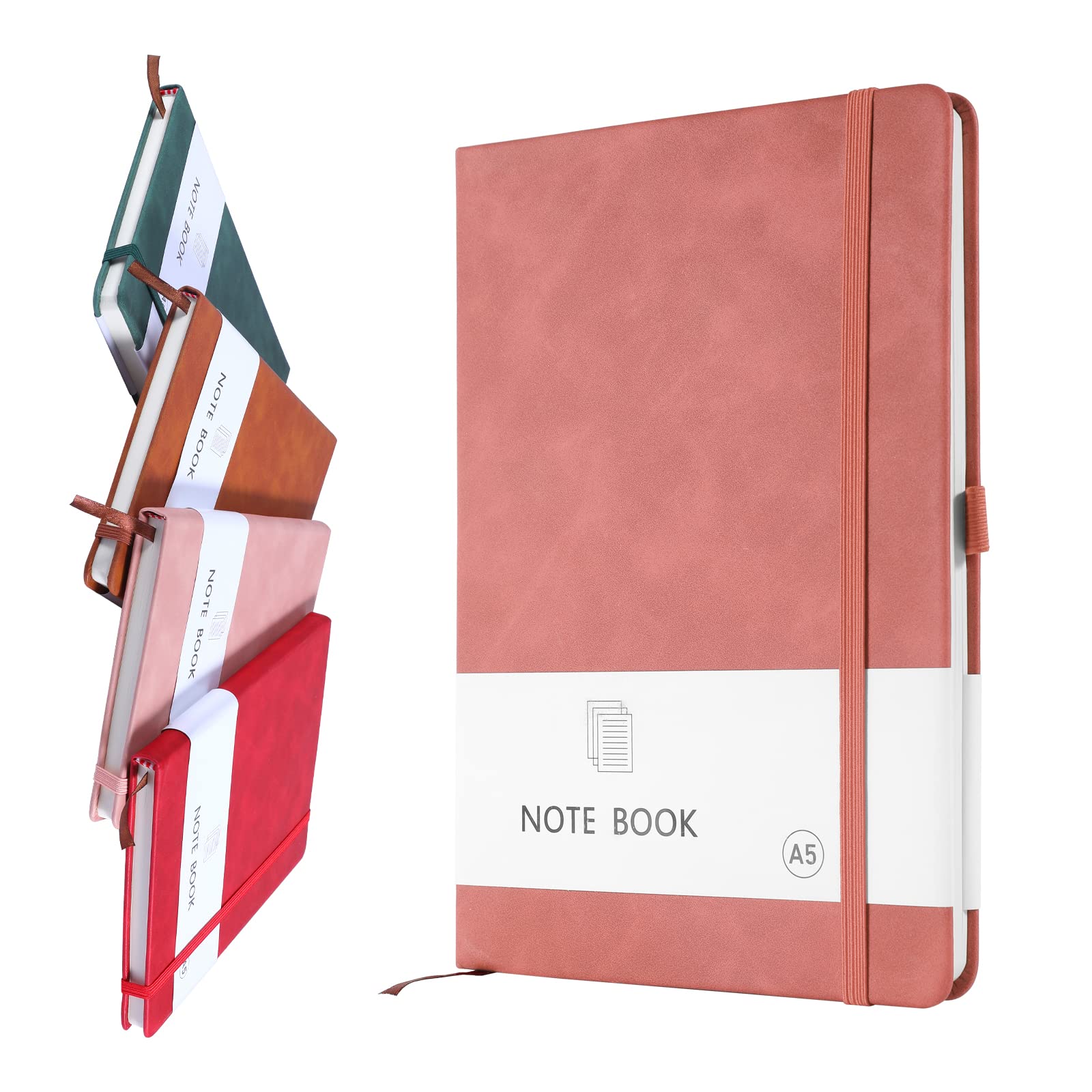 A5 Notebook, Notebook A5 Note Book Note Pad Journal Notebook A5 Notepad PU Leather Notebook for Office School Home Business Writing & Note Taking 200 Pages (100 Sheets)-Pink — image 1