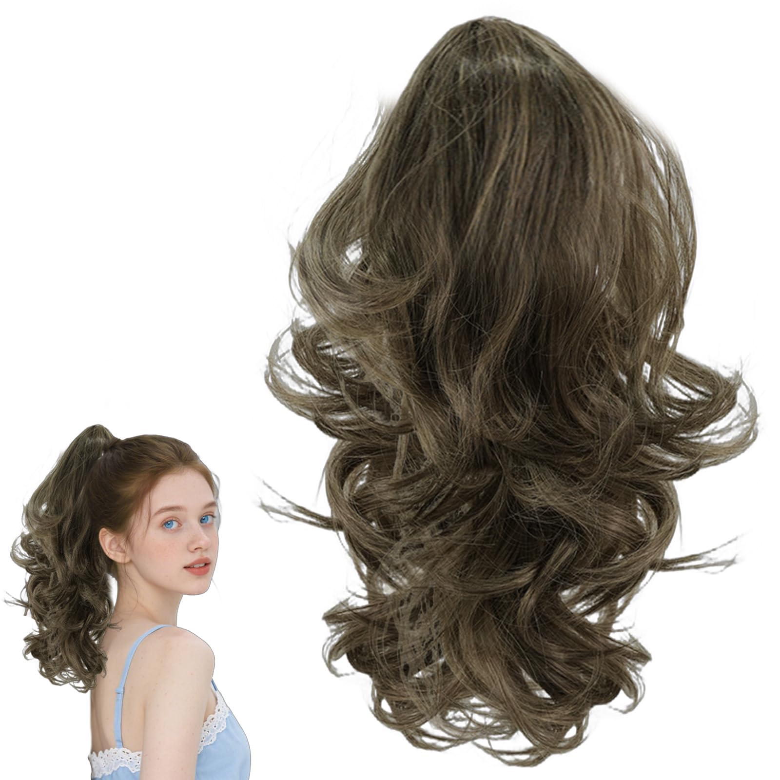 prinfantasy Hair Pieces for Women 11 In Honey Blonde Ponytail Extension Short Curly Hair Yaki Drawstring Ponytail Extension Clip in Ponytail Hair Extensions for Women,GBMW298