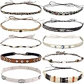 nemokamai 10 PCS Cowboy Hat Bands for Men Women, Leather Hatbands Belt for Cowboy/Western/Fedora/Cowgirl/Straw Hats