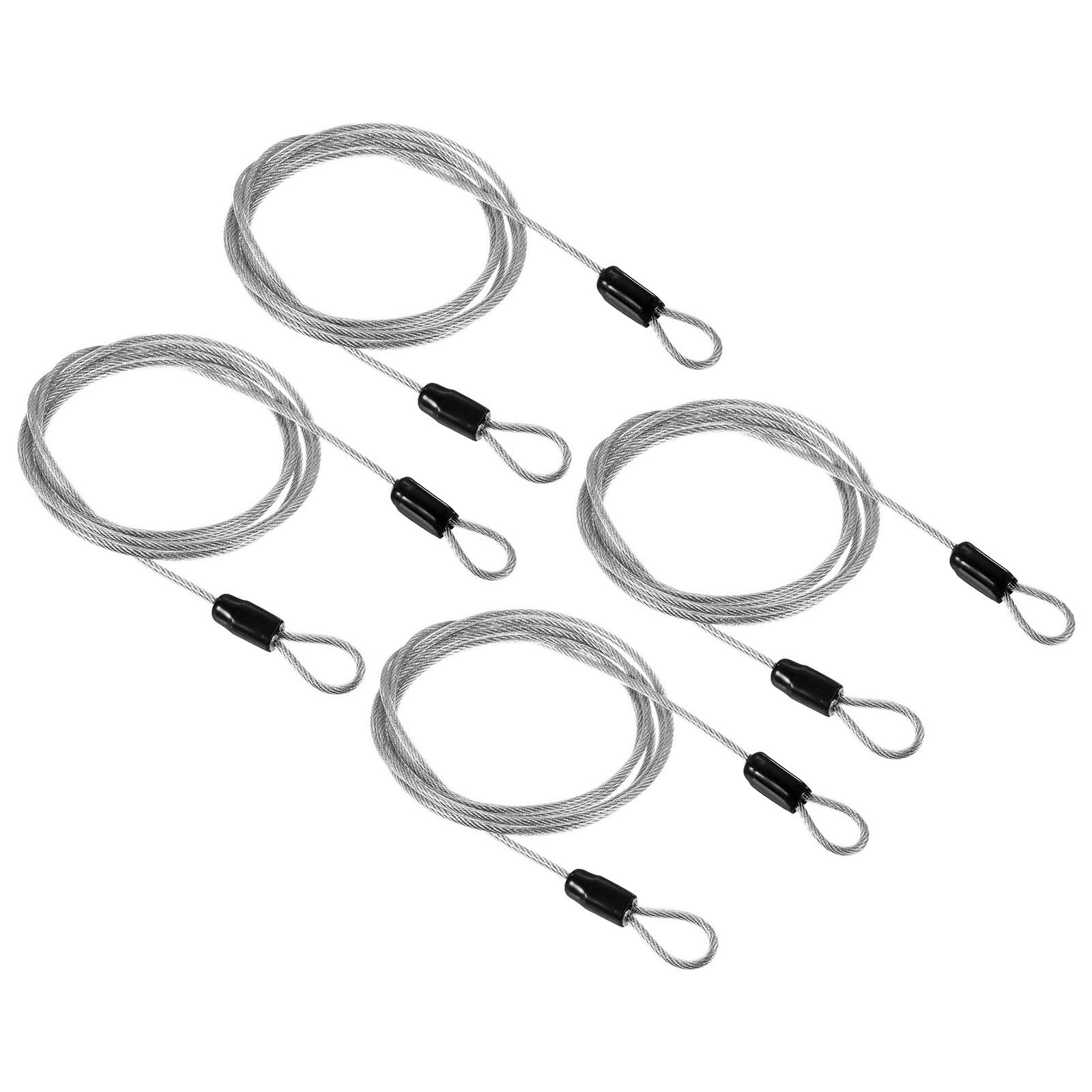 PATIKIL Security Steel Cable 2.5mm x 1.5m/4.92ft Coated Luggage Lock Wire Rope with Double Loop Transparent 4 Pack