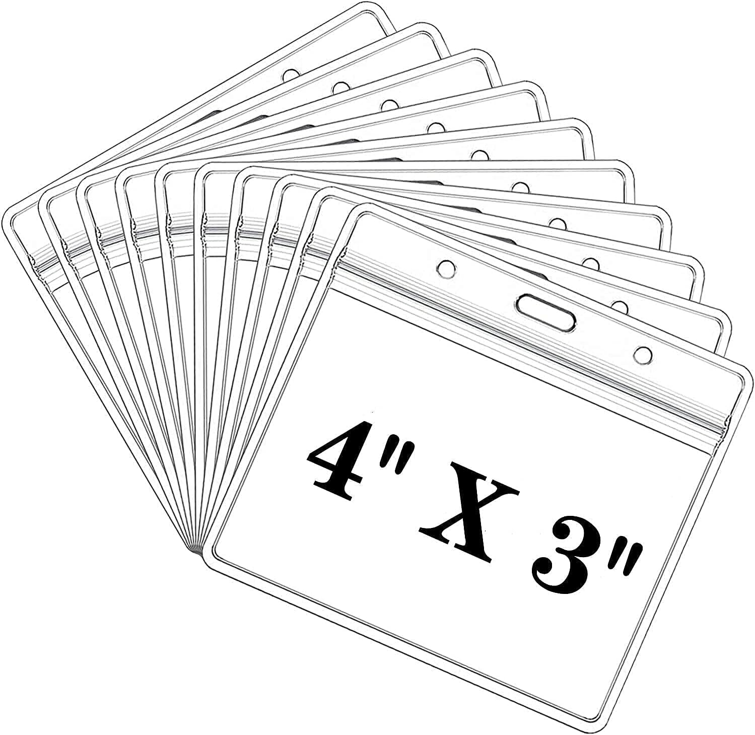 5PCS CDC Badge Holders 4 X 3 Inches Record Cards Protector Holder Clear Vinyl Plastic Sleeve with Waterproof Type Resealable Zip (5) : Office Products