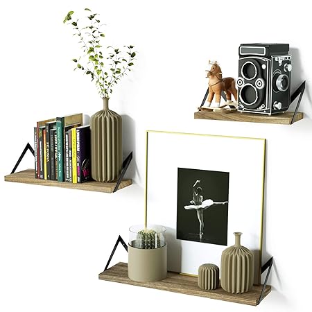 RooLee Wandregal Schweberegal Hängeregal Hängeboards, RooLee 3er Set Wandboards Landhausstil, retro, CD Wandregal Holz vintag
