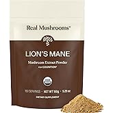 Real Mushrooms Lion’s Mane Supplement Powder - Organic Lions Mane Extract - Functional Mushrooms with Verified Beta Glucans – Functional Blend – Non-GMO, Vegan with 150 Servings