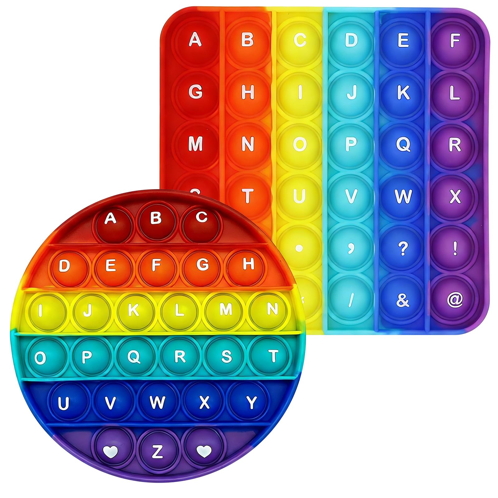 2Pcs Pop It Fidget Toys Poppet Fidget Toy A-Z Alphabet & 1-30 Number Bubble Popper Sensory Fidget Popper Alphabet Toys Pop Fidget Toy Anxiety Relief ABC Learning and Educational Toys for Kids Adults