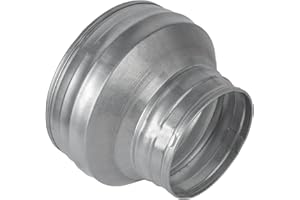 HVAC OV 6" to 4" Inch Round Duct Reducer - Male Fit Galvanized Steel Pipe Increaser - Coupling for Round Duct Ventilation Systems - Heating & Cooling