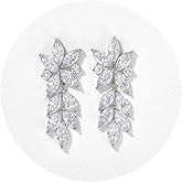 SWEETV Marquise Wedding Earrings for Brides, Bridal Bridesmaid Earrings for Wedding, Cubic Zirconia Dangle Drop Earrings for Women