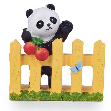 Wonderland 2.2 inches Panda on Fence New Decoration (Terrarium, Home, Garden Decor, Gifting)