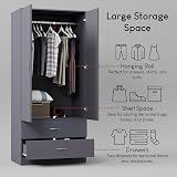 Vida Designs Riano 2 Door 2 Drawer Wardrobe Grey 170H x 76W x 53D view 5