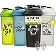 GOMOYO [4 Pack] 28oz Shaker Bottle with Motivational Quotes |Shaker Cup with 4x Wire Mixer | Shaker for Protein Mixes Pack is BPA Free, Leak Proof and Dishwasher Safe