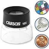 Carson LumiLoupe 10X Power Black/Clear Stand Magnifier, Ambient Light, 1.0 inch Lens Diameter, 2.0 inch Base Diameter, 2.0 x 1.75 x 2.0 inches, 0.05 kg