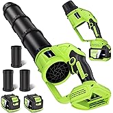 Cordless Leaf Blower - 650 CFM Brushless Electric Leaf Blower with 2 x 6.0Ah Batteries & Fast Charger, 2 Speed Modes, Battery Powered Leaf Blowers for Lawn Care, Patio, Dust, Snow Care (Light Green)