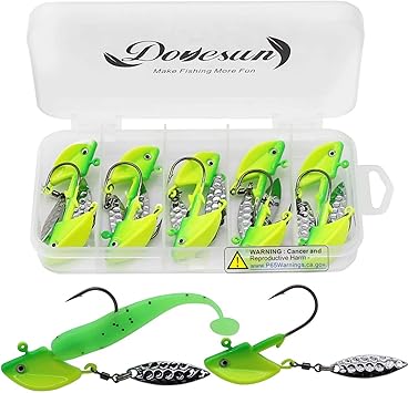 Amazon Dovesun フィッシングジグヘッド アンダースピン ジグヘッド ウィローブレード付き グリーン カラフル レッド 1 8オンス 1 4オンス 3 8オンス 1 2オンス 10個 1 4oz 7g 10pcs オモリ シンカー