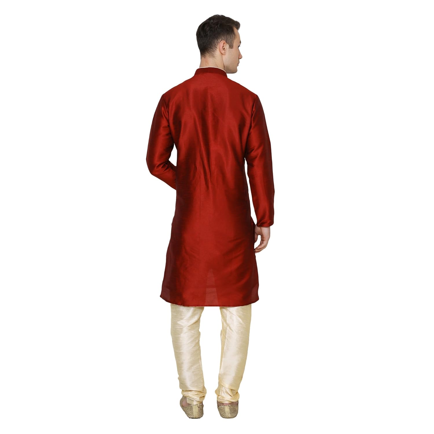 royal kurta men's silk blend maroon loopbutton kurta pyjama