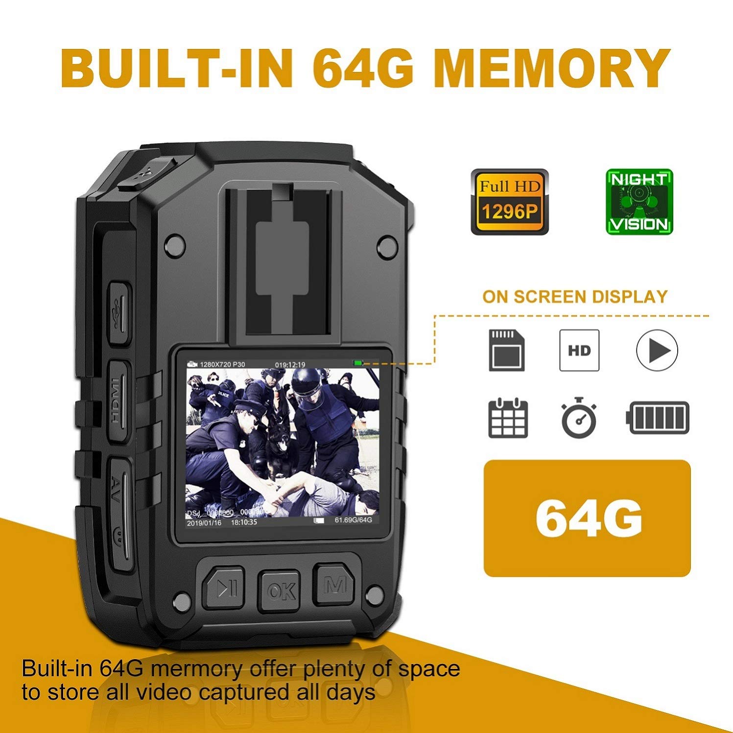 Mua 1296P HD Police Body Camera,64G Memory,CammPro I826 Premium ...