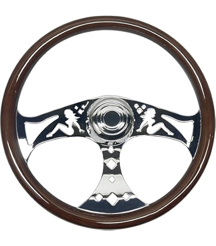 QYMOPAY 18" Solid Wood Hydro-printed Truck Steering Wheel 4-Spoke Chrome Plated Aluminum Steering Wheel For Semi Trailers Trucks For Kenworth Peterbilt Volvo Freightliner Red - View #5