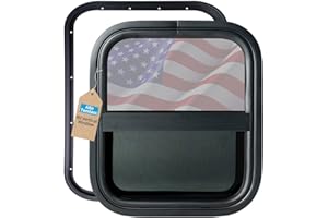 AlloTemlass Vertical RV Window, 14" W x 16" H Tinted Sliding Camper Trailer Window with Trim Ring, DOT Certified Replacement Window for RVs, Cargo Trailers, and Tiny Houses