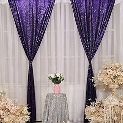 SquarePie Sequin Backdrop 2FT x 8FT 2pcs Purple