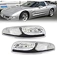 USR DEPO Vette C5 Turn Signal Lights - Front Bumper Signals Lamps Set (Left + Right) Compatible with 1997-2004 Chevy Corvette C5 All Models including Z06 (Black Housing Clear Lens)