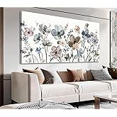 NINEASO Flowers Canvas Wall Art - Cream White Flowers Pictures Abstract Beige Floral Wall Decor Botanical Painting Print Artwork for Living Room Bedroom Home Office Decorations 20" x 40"
