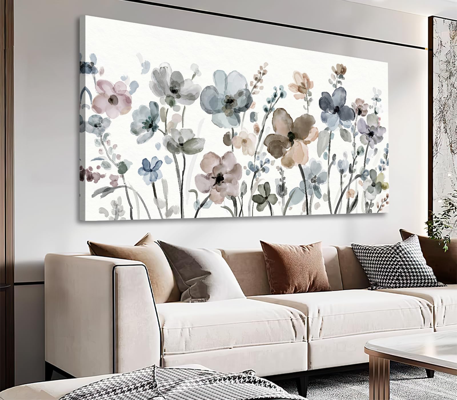 NINEASO Flowers Canvas Wall Art - Cream White Flowers Pictures Abstract ...
